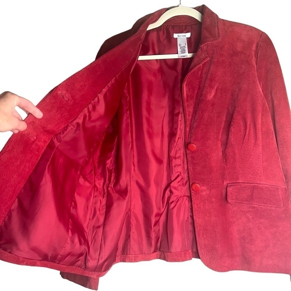🍁Vintage Genuine Suede Blazer Fully Lined Red Rust Size Large 🍁 - Picture 6 of 9